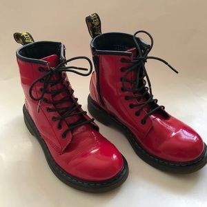 Dr Martens Red Delaney Combat boots